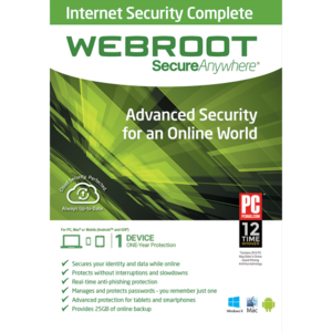 Webroot SecureAnywhere Internet Security 1 Devce 1 Year
