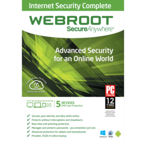Webroot SecureAnywhere Internet Security 5 Devices 1 Year